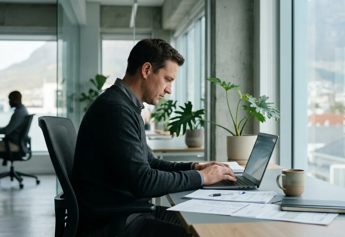 Woman working on a laptop