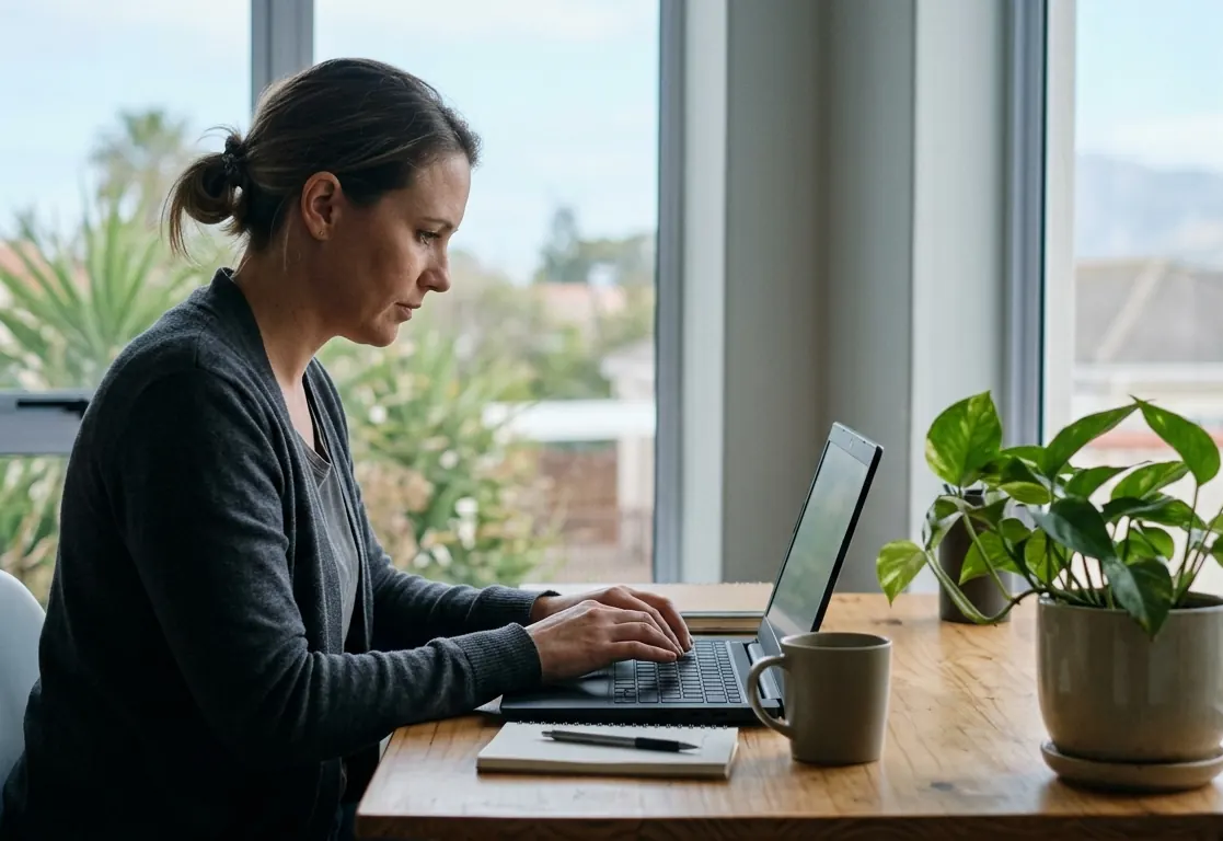 Woman using a laptop